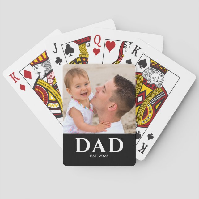 Baraja De Cartas Dad Established Black Modern Photo (Reverso)