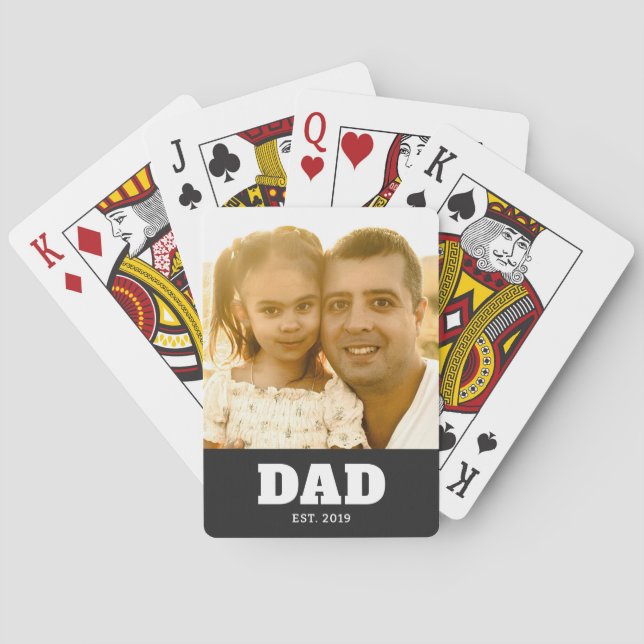 Baraja De Cartas Dad Established Bold White & Black Photo (Reverso)