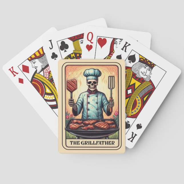 Baraja De Cartas Dad The Grillfather Funny Fathers Day Skeleton (Reverso)