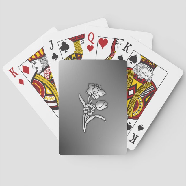 Baraja De Cartas Daffodil blanco y negro (Reverso)