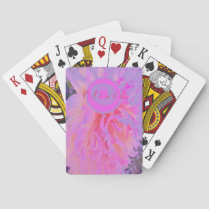 Baraja De Cartas Dahlia Decorativa Magenta y Rosa Caliente Elegante