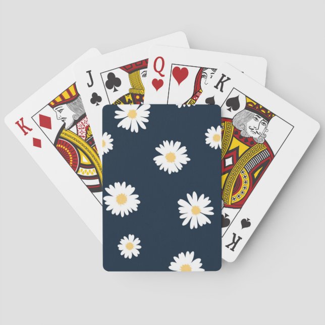 Baraja De Cartas Daisy On Blue Pattern (Reverso)