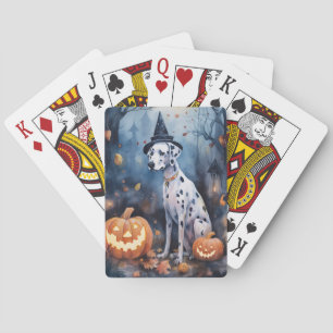 Baraja De Cartas Dalmación de Halloween con calabazas aterradoras