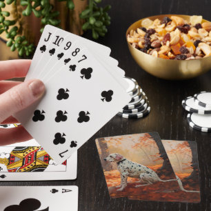 Baraja De Cartas Dálmata en Otoño Hojas que Caen Inspiran