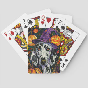 Baraja De Cartas Dálmata espeluznante, bruja de Halloween y calabaz