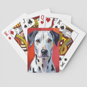 Baraja De Cartas Dálmata   Pintura Perro Mascota Rojo
