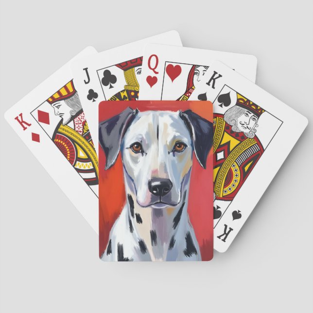 Baraja De Cartas Dalmatian | Painting Dog Pet Red (Reverso)