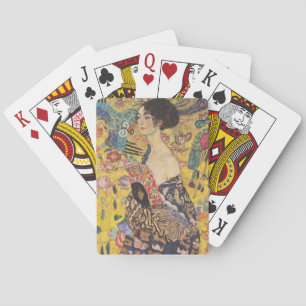 Baraja De Cartas Dama Art Nouveau Vintage con pintura de abanico