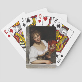 Baraja De Cartas Dama con un abanico rojo