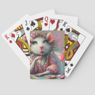 Baraja De Cartas Dama de bonito teniendo un Martini Contemplando