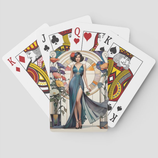 Baraja De Cartas Dama del glamour Art Deco (Reverso)