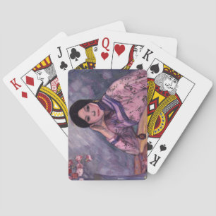 Baraja De Cartas Dama japonesa con un frasco de perfume