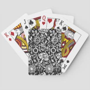 Baraja De Cartas Damasco de claveles de Art Nouveau, negro y blanco