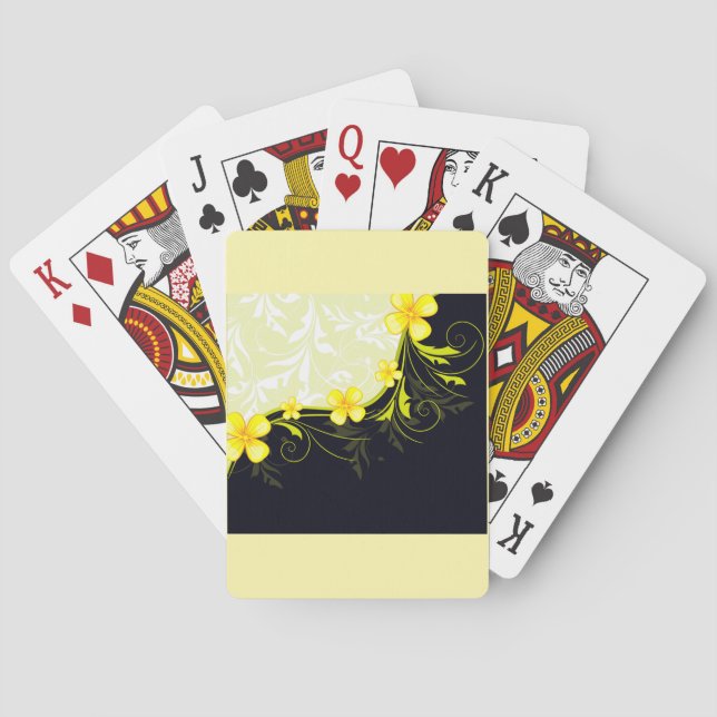 Baraja De Cartas Damasco Floral Amarillo Elegante (Reverso)