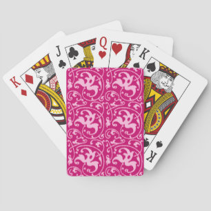 Baraja De Cartas Damasco floral de Ikat - Fuchsia y rosa pálido