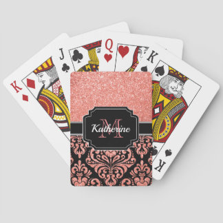 Baraja De Cartas Damasco Rosa Purpurina Gold