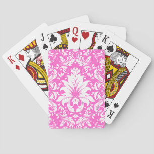 Baraja De Cartas Damascos florales de color rosa y blanco