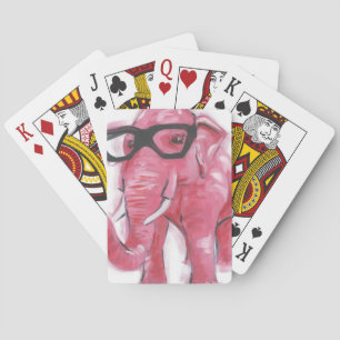 Baraja De Cartas Dapper Animal   Pink Elephant In Eyeglasses