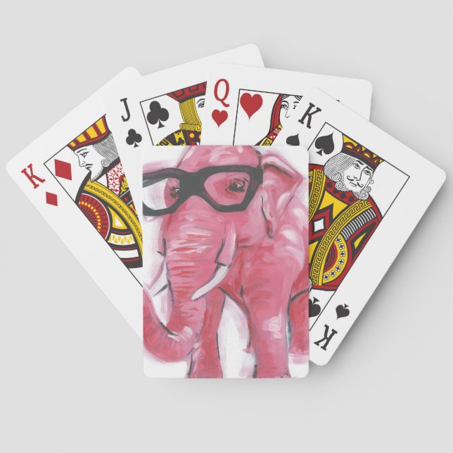 Baraja De Cartas Dapper Animal | Pink Elephant In Eyeglasses (Reverso)