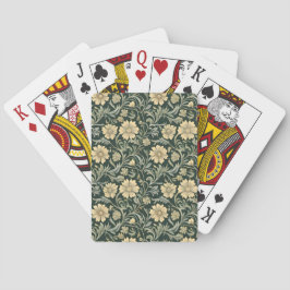 Baraja De Cartas Dark green stylized yellow flowers  pattern 