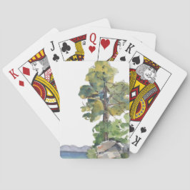Baraja de Cartas de Diseño de Lago con Acuarela