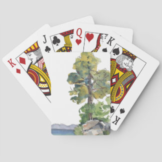 Baraja de Cartas de Diseño de Lago con Acuarela
