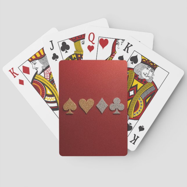 Baraja de Cartas de Lujo Roja Oro Plata (Reverso)