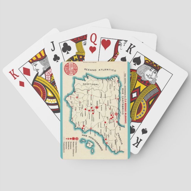Baraja de Cartas de Mapa Antiguo de España (Reverso)