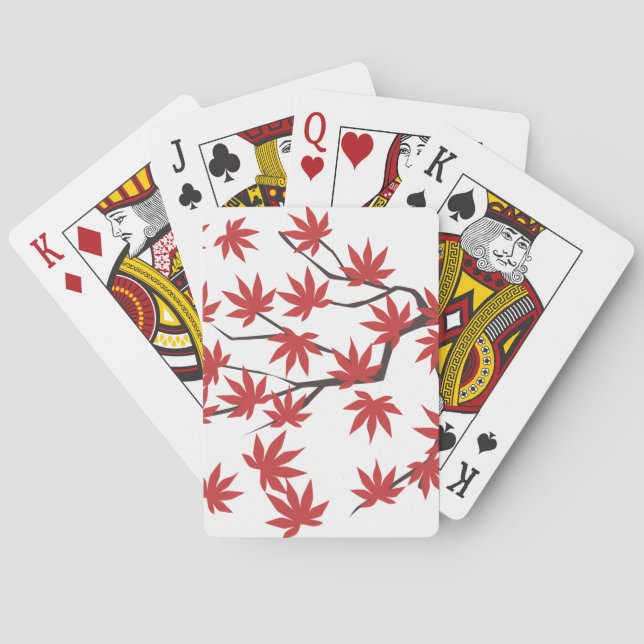 Baraja de Cartas de Navidad Hojas Rojas (Reverso)