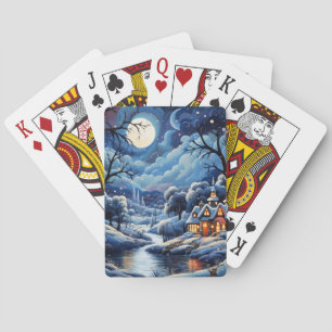 Baraja de Cartas de Navidad Pueblo Vintage 