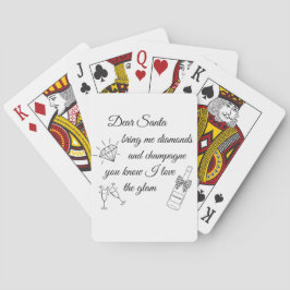 Baraja De Cartas Dear Santa Champagne & Diamonds Line Art Design