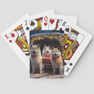 Baraja De Cartas Decoración de los Navidades de Akita Snowy Sleigh 