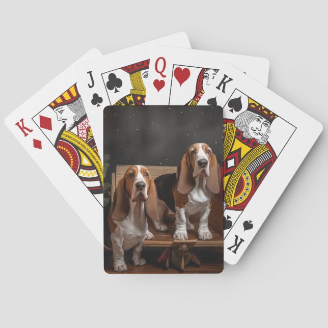 Baraja De Cartas Decoración de Navidades de Basset Hound Snowy Slei (Reverso)