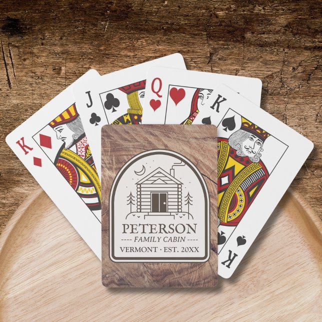 Baraja De Cartas Decoración personalizada de madera rústica en caba (Personalized Custom Family Cabin Playing Cards Wood Rustic)