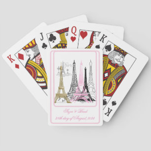 Baraja De Cartas Decoración rosa de la Torre Eiffel de París