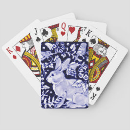 Baraja De Cartas Dedham Blue Rabbit, Classic Blue & White Design Pl