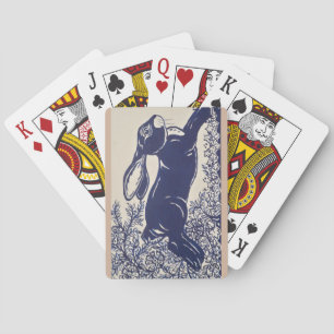 Baraja De Cartas Dedham Blue Rabbit, Vintage Blue & White Design