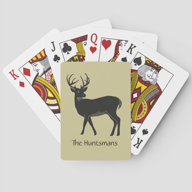 Baraja De Cartas Deer, buck en tarjetas de Navidades negros (Reverso)