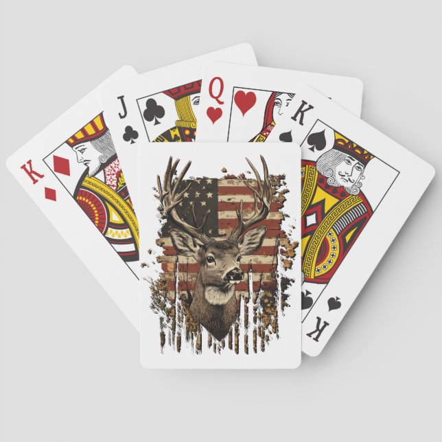Baraja De Cartas Deer, Buck Season USA Flag (Reverso)