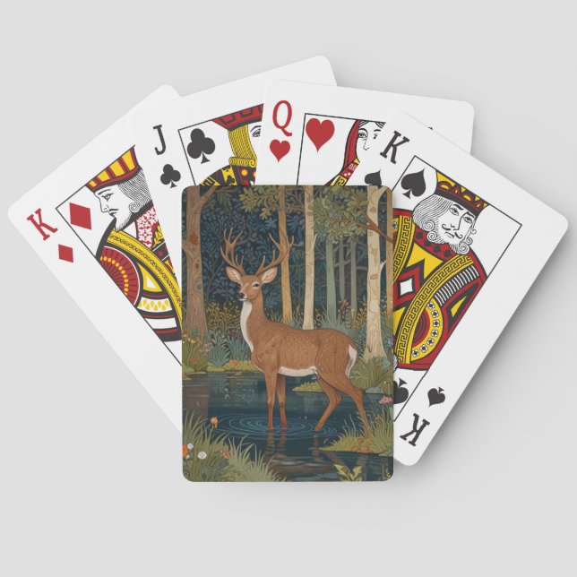 Baraja De Cartas Deer de Woodland Diseño Rústico Bosque Boho (Reverso)