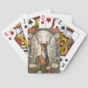 Baraja De Cartas Deer en medio de flores de margarita