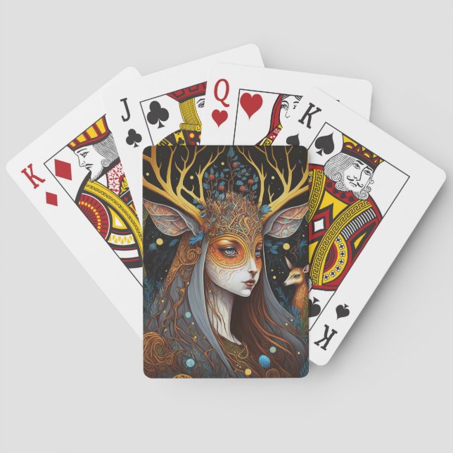 Baraja De Cartas Deer Lady Fantasy Art (Reverso)