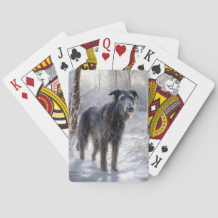 Baraja De Cartas Deerhound escocés deja que nieve Navidades