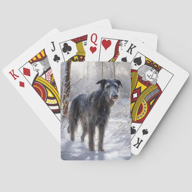 Baraja De Cartas Deerhound escocés deja que nieve Navidades (Reverso)