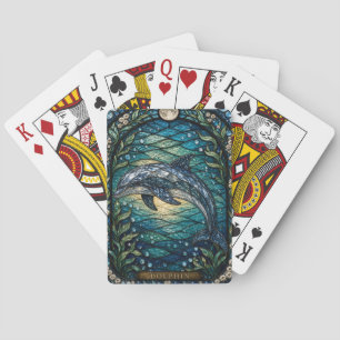 Baraja De Cartas Delfín Canal Iluminado Vidrio Pintado
