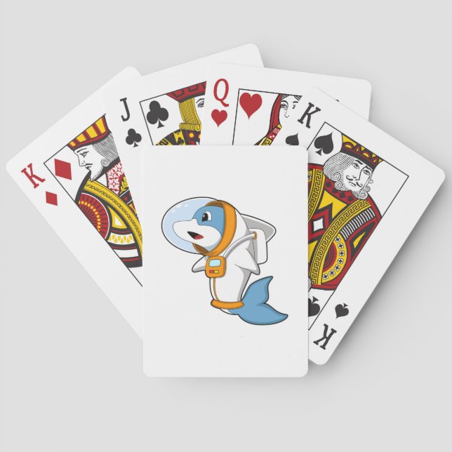 Baraja De Cartas Delfín como astronauta con disfraz (Reverso)