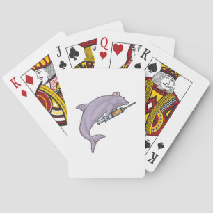 Baraja De Cartas Delfín como enfermera con jeringas