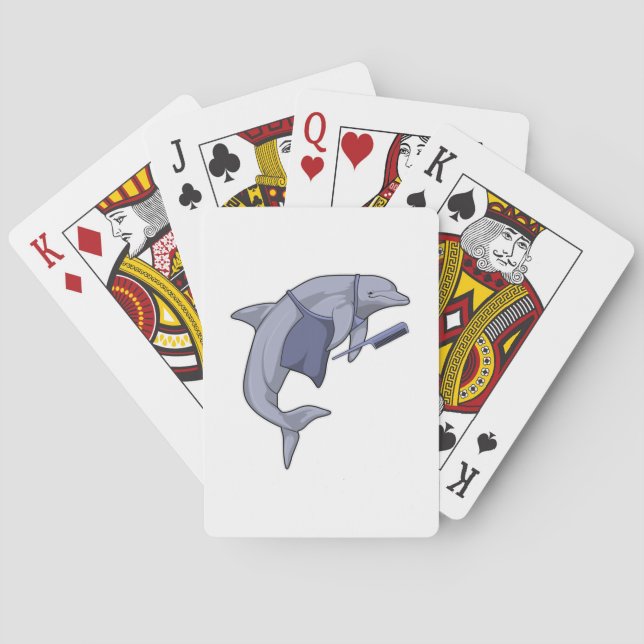 Baraja De Cartas Delfín como peluquero con comb (Reverso)