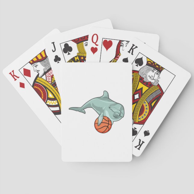 Baraja De Cartas Delfín con baloncesto (Reverso)