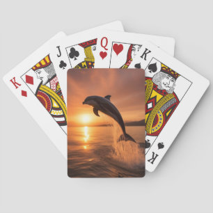 Baraja De Cartas Delfín de puesta de sol dorada
